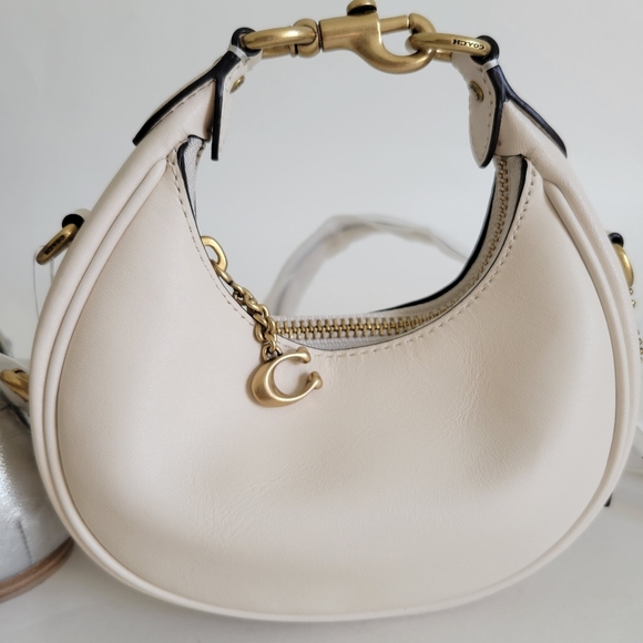 Coach Handbags - Coach Jonie Caulk White Mini Crescent Leather Shoulder bag half moon shape